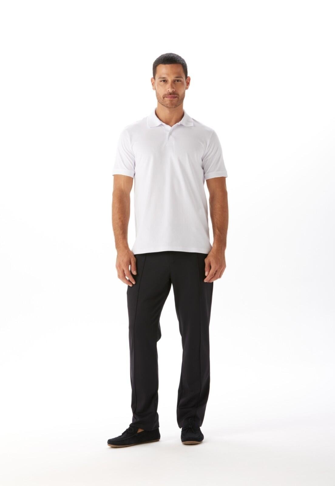 Calça Slim Com Nervuras Traymon Preto