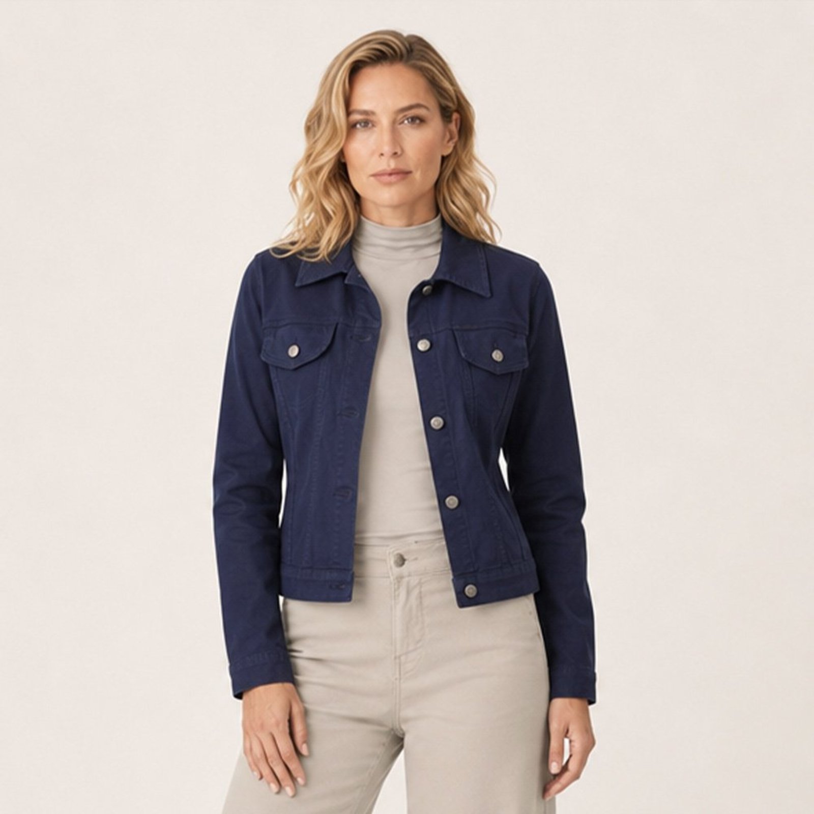 Jaqueta Jeans Color Leny Clássica