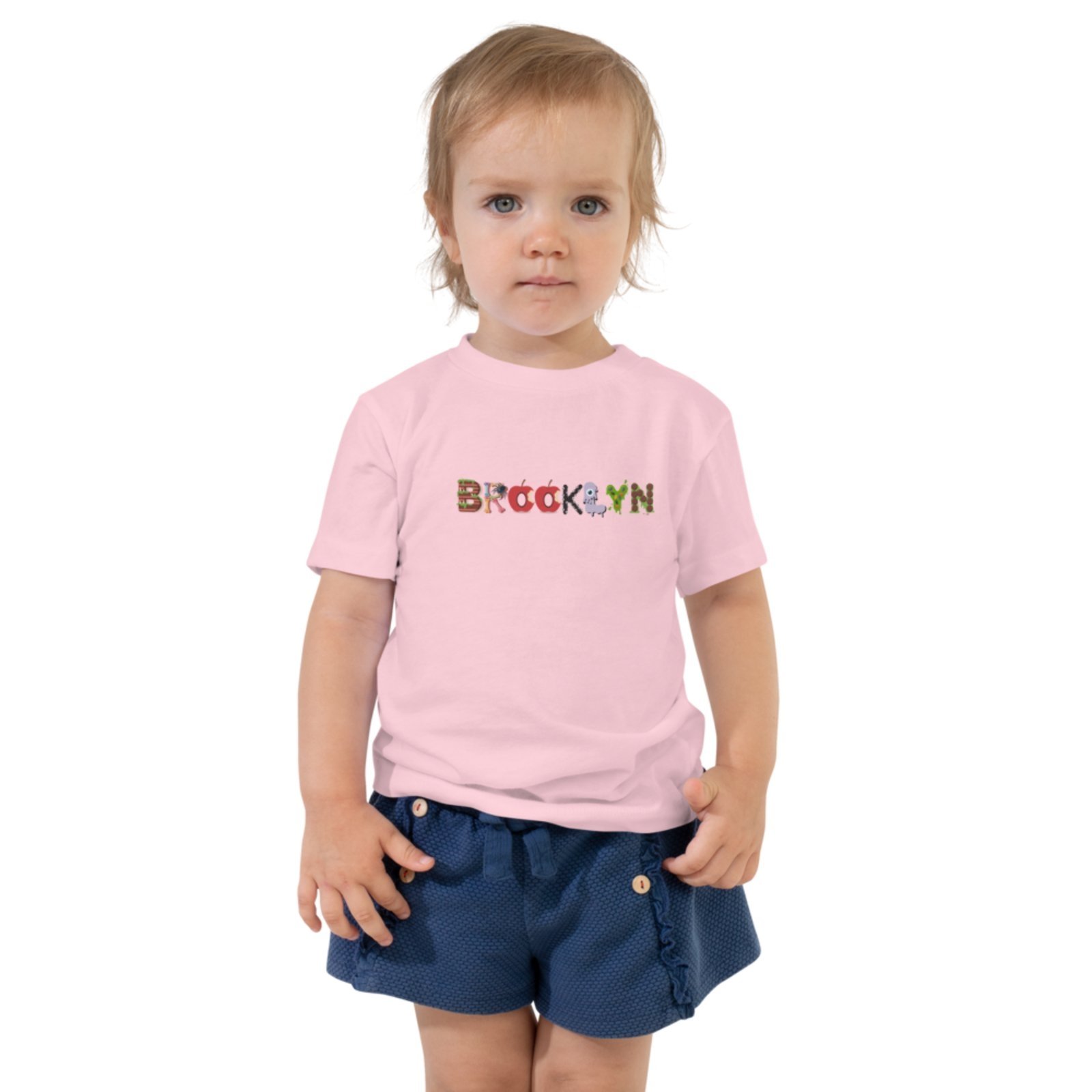 Infantil - Camiseta Blusa Manga Curta Urbania Algodão rosa claro estampa brooklyn colorido