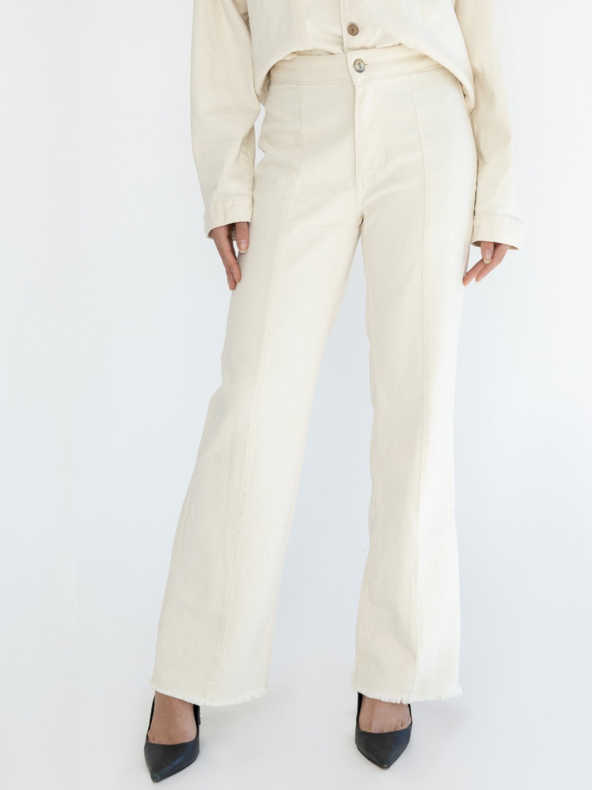 Calça Pantalona Feminina Cor Neutra Minimalista Ampla com Cintura Alta 22th Street