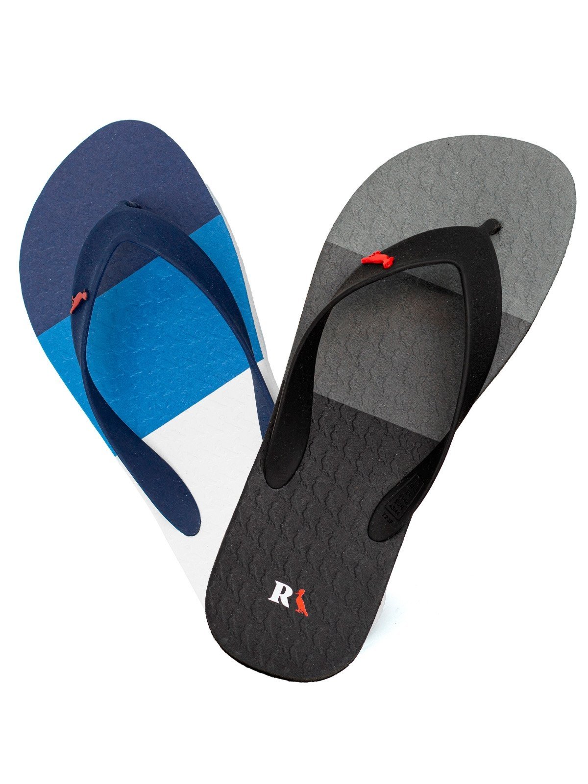 Kit 2 Chinelos Reserva Go Trancoso Casual Borracha Confortável Branco Azul+Preto