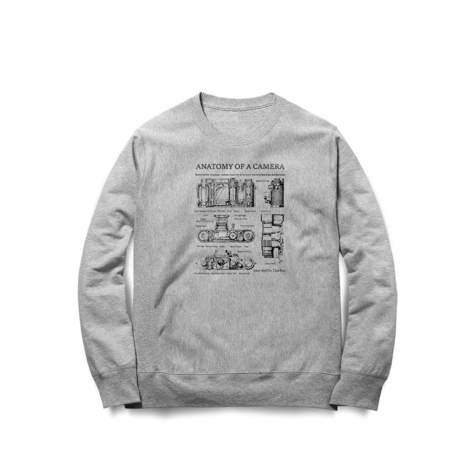 Moletom Anatomy Of A Camera - Mescla Cinza - Casual - Studio Geek