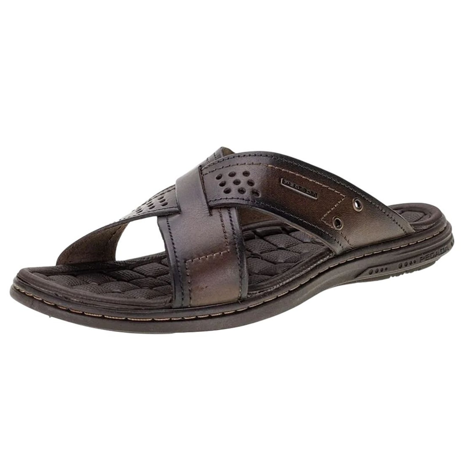 Chinelo Masculino Slide Dia a Dia Conforto Leve Couro Pegada