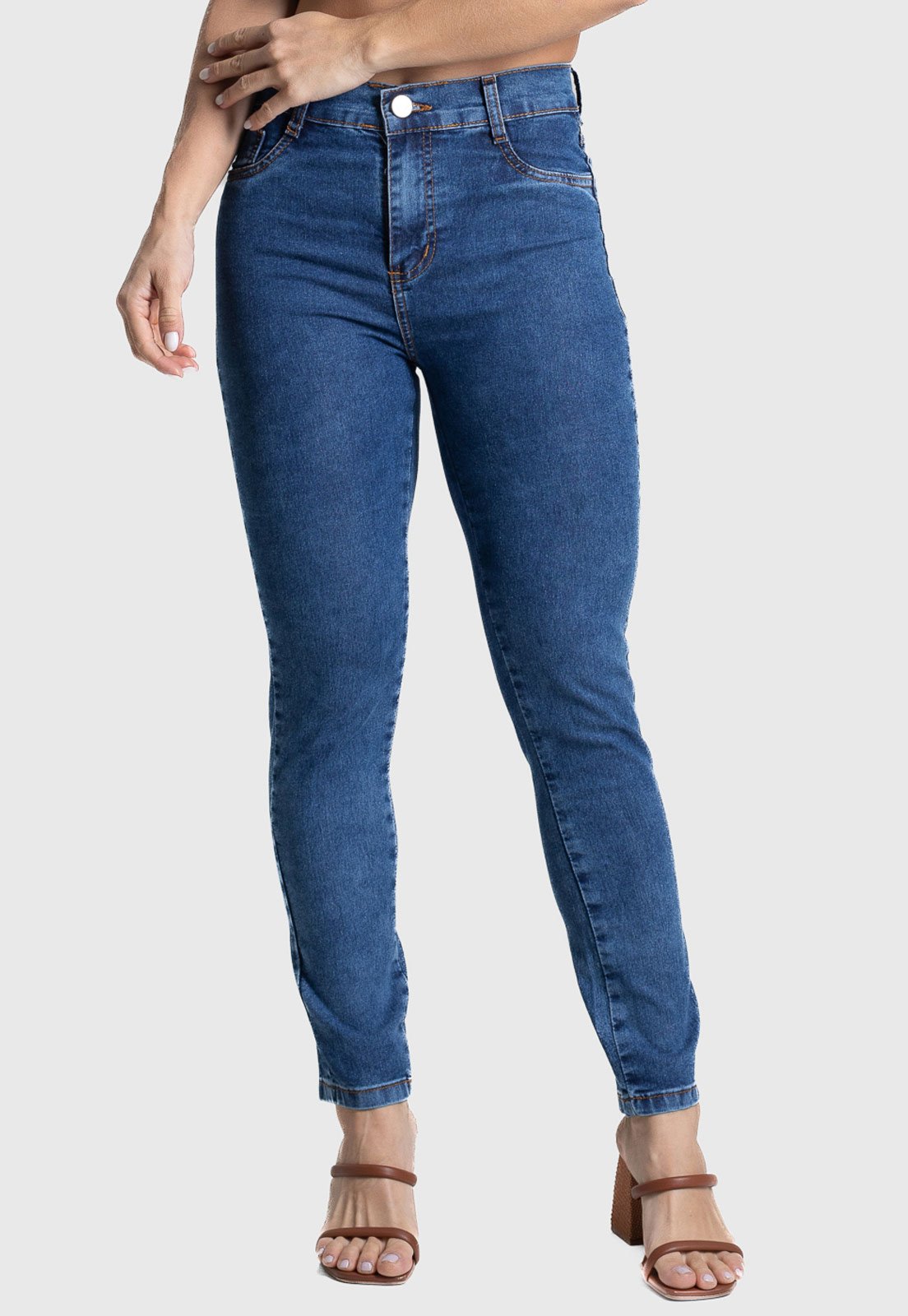 Calça Jeans Feminina Sawary Cigarrete Azul