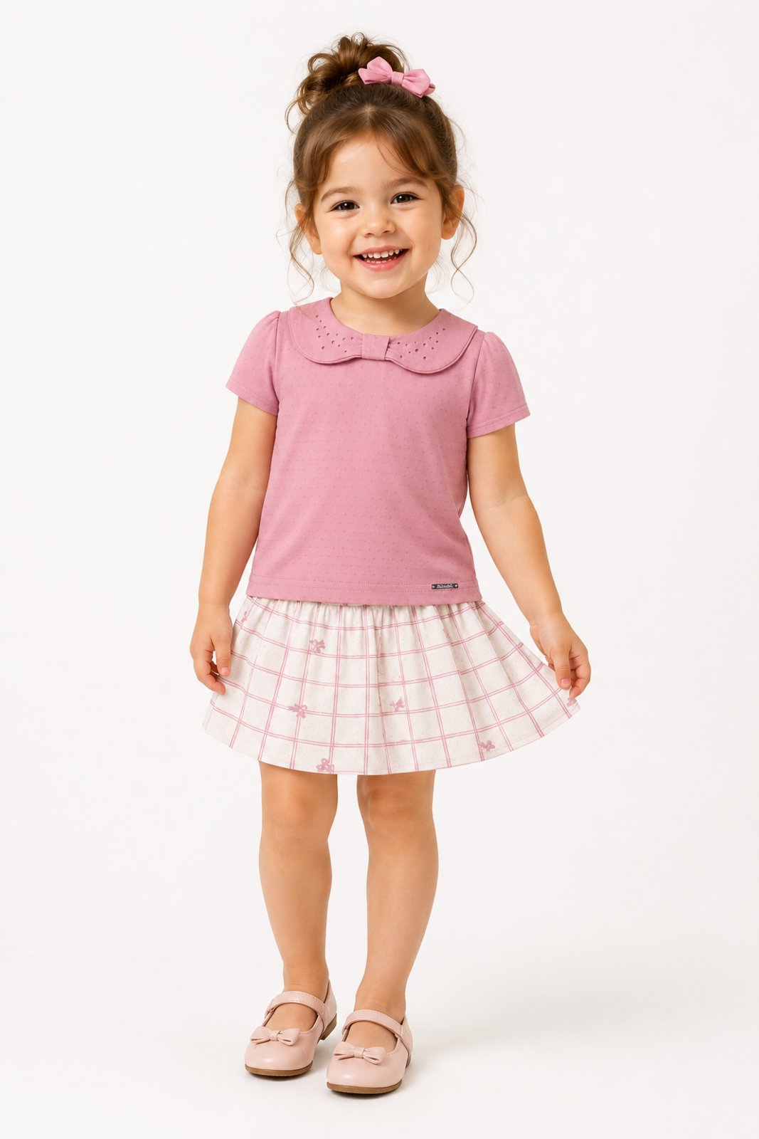 Infantil - Conjunto D Bell Outlet Fashion Xadrez Rosa