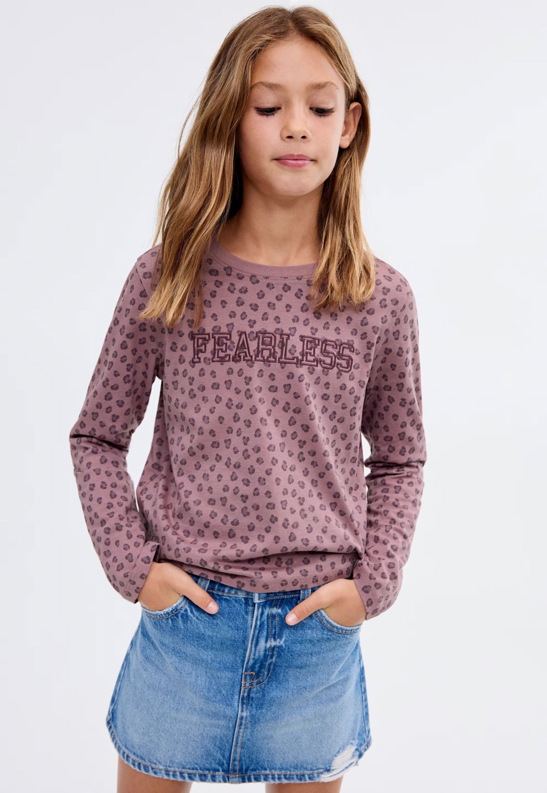 Infantil - Camiseta MANGO Estampa Fearless Rosa