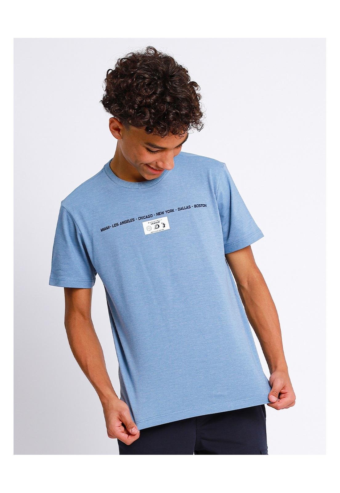 Infantil - Camiseta Manga Curta Azul Algodão Menino Banana Danger 10 Azul