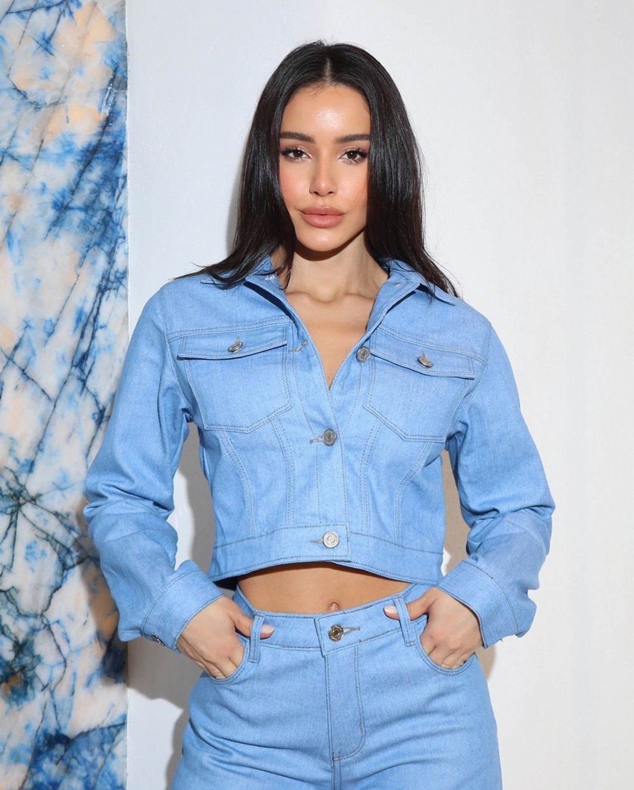 Jaqueta Jeans Feminina Cropped 25243 Clara Consciência