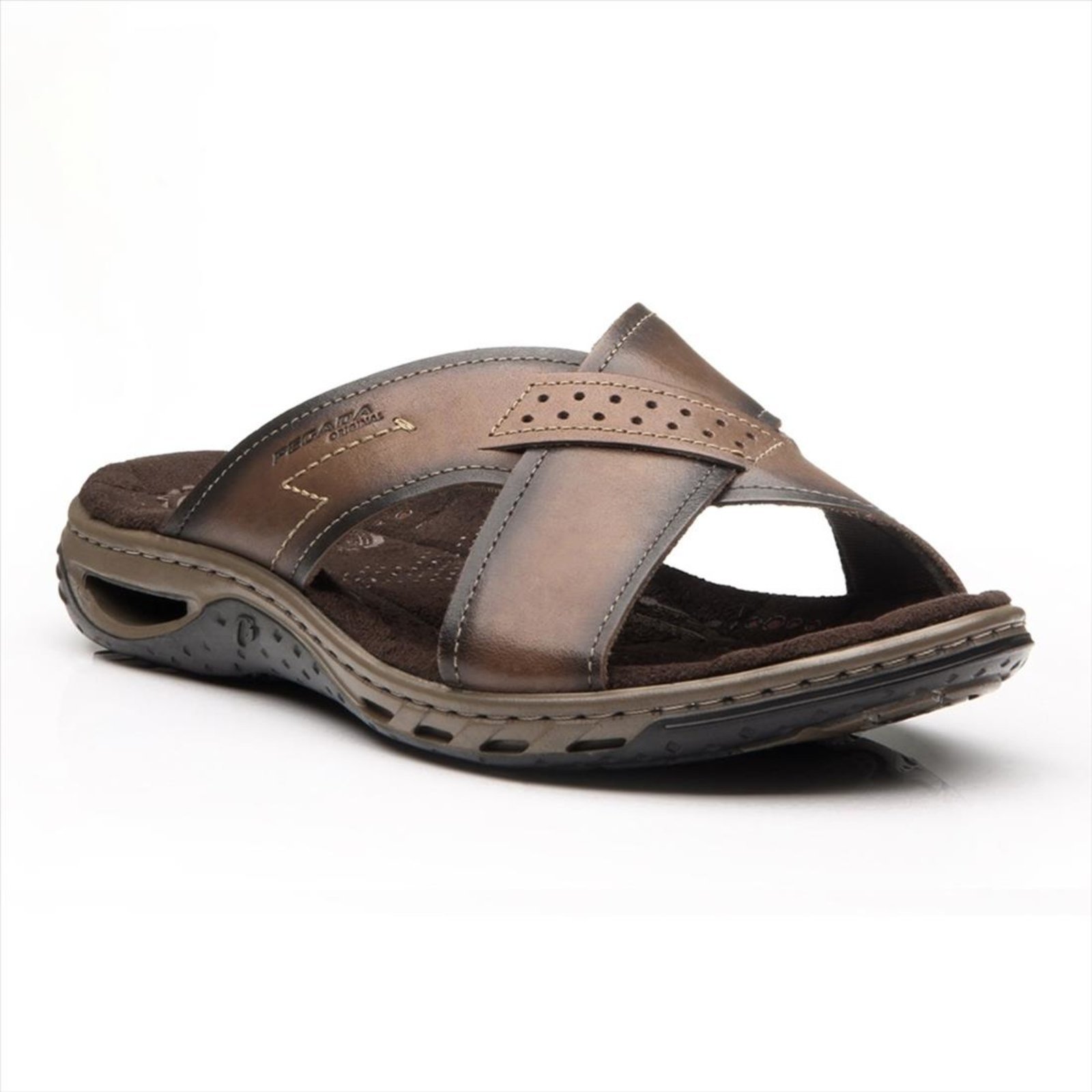 Vista 3 Chinelo Pegada Masculino Couro 131661 marrom PEGADA marrom
