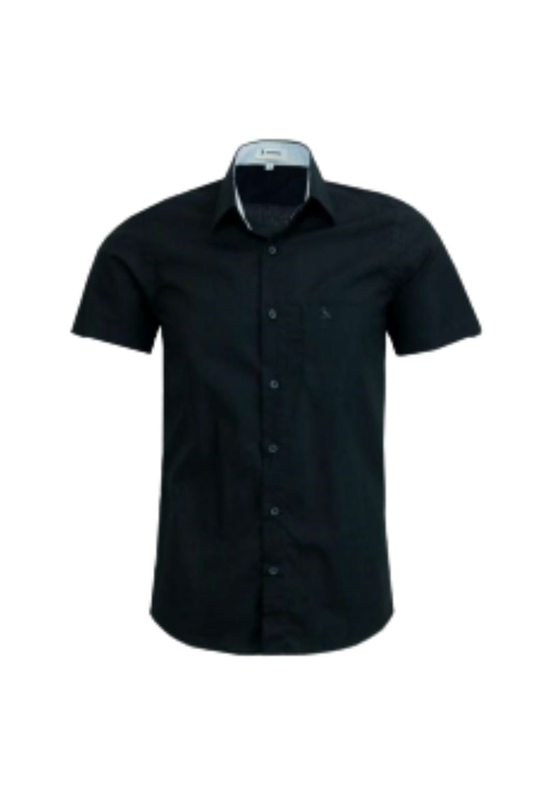Camisa Manga Curta Amil Vista Com Costura e bolso Comfort 100% Algodão Preto 1900