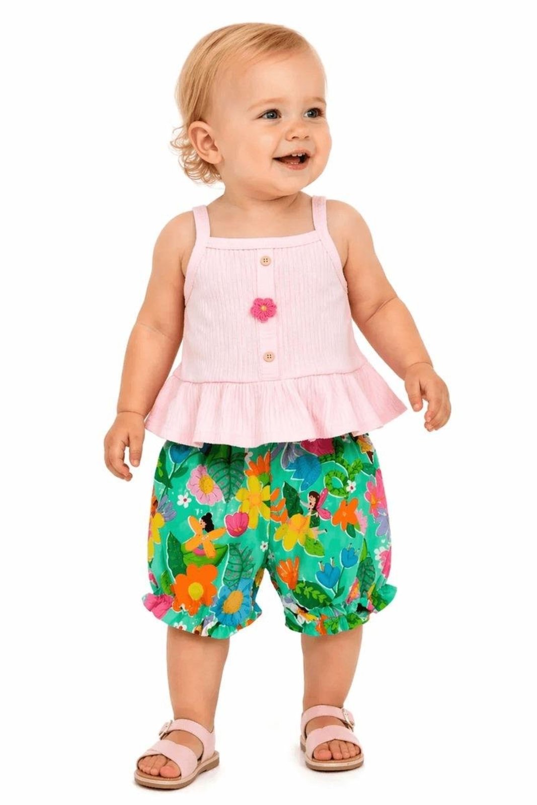 Infantil - Conjunto Menina Recanto da Fada Alphabeto Rosa e Verde