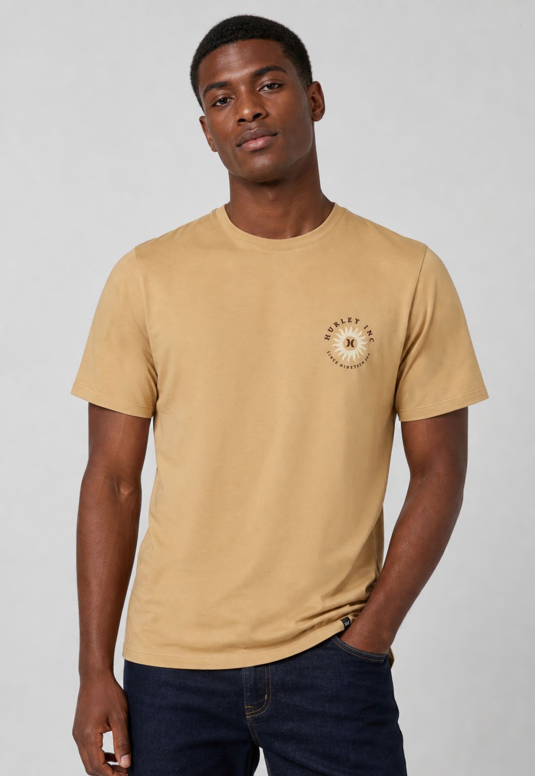 Camiseta Masculina Hurley Infinity Bege
