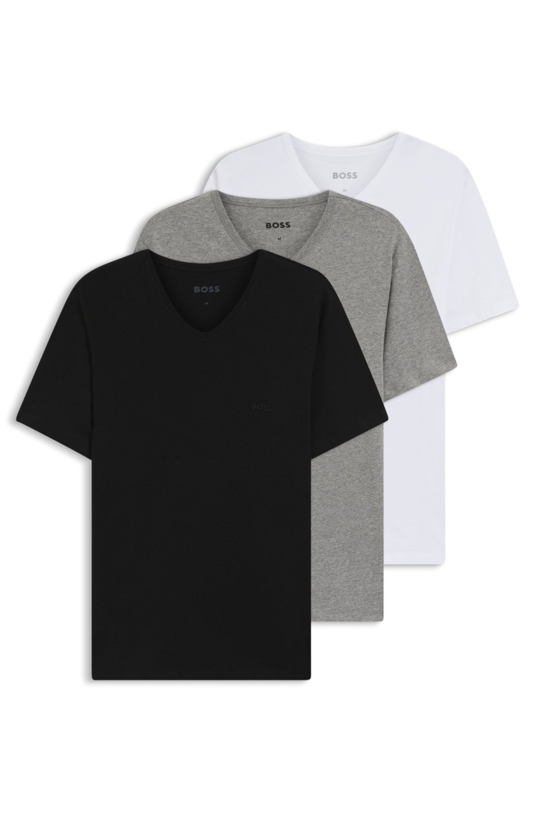 Conjunto 3 Camisetas Em Algodão Com Gola V