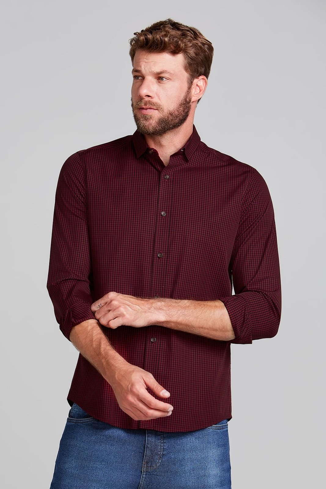 HIGHSTIL Camisa Xadrez Slim Fit - Vermelho
