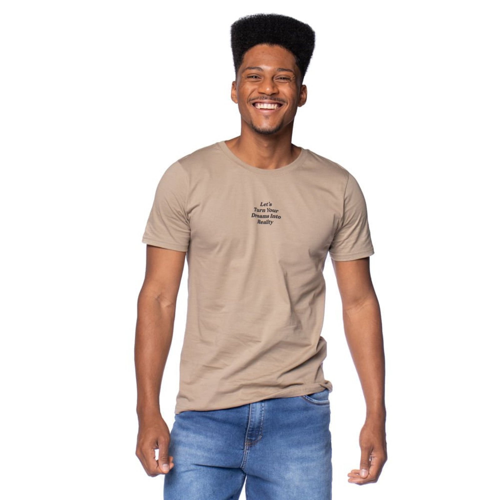 Vista 2 Camiseta Masculina Radical Style Lettering Claro Desayner marrom Desayner marrom