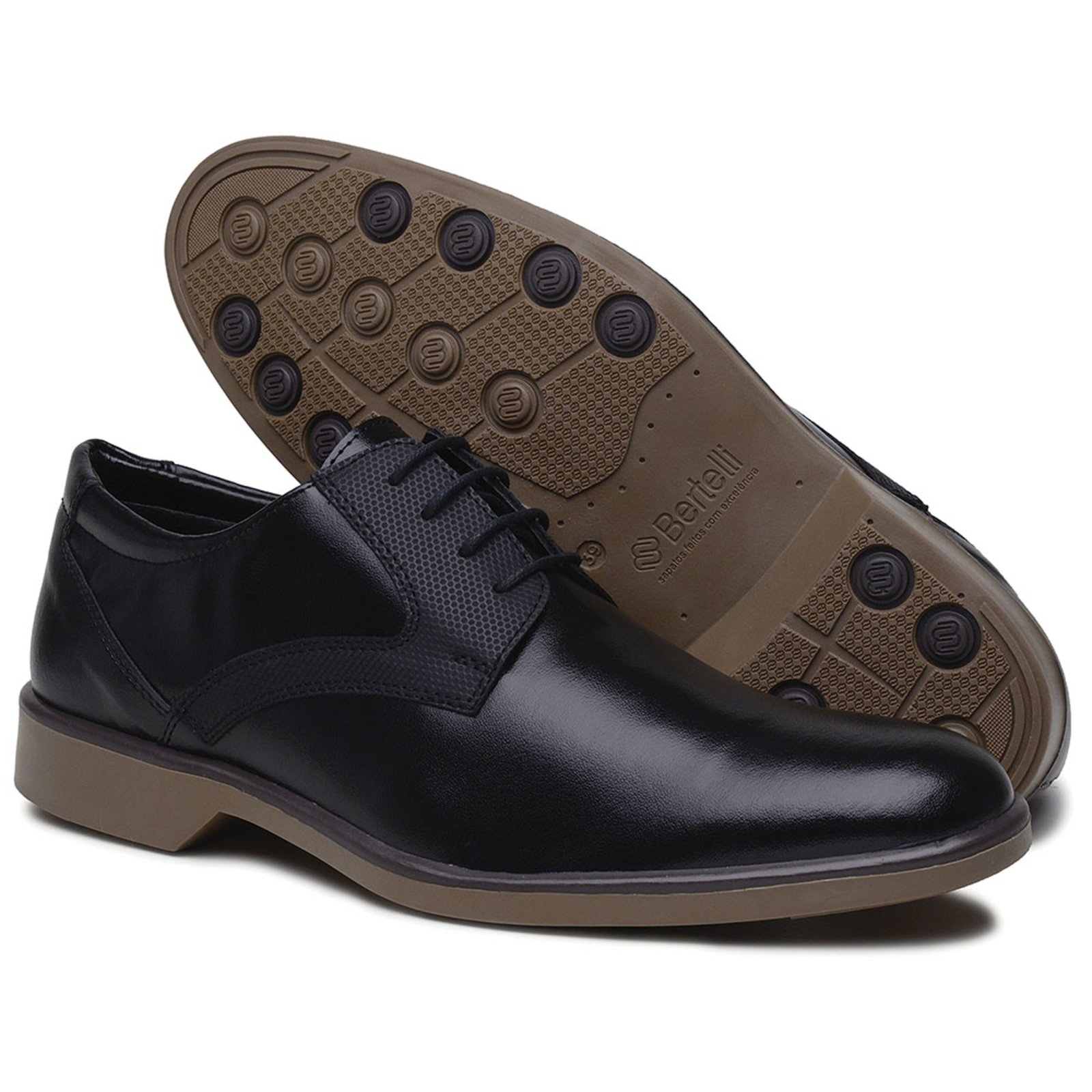 Sapato Casual Social Macio Solado Bicolor Ajuste Amarrar Antistress Preto