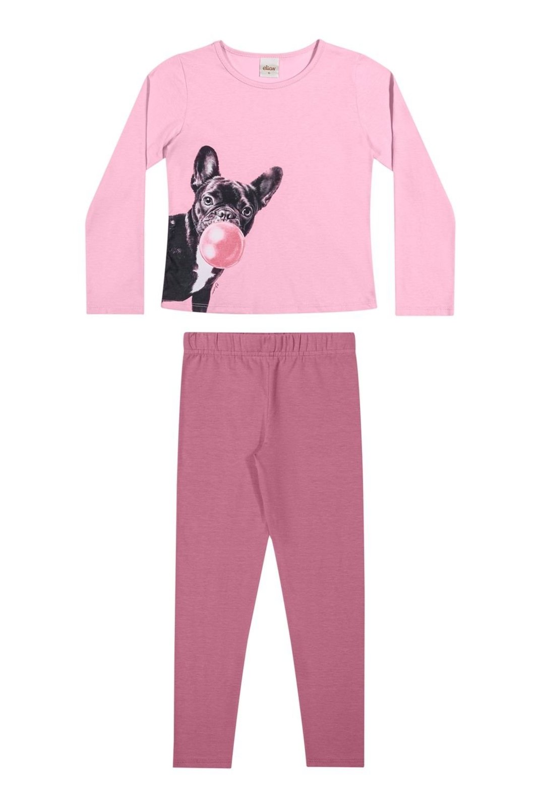 Infantil - Conjunto Menina Longo Estampado Elian Rosa