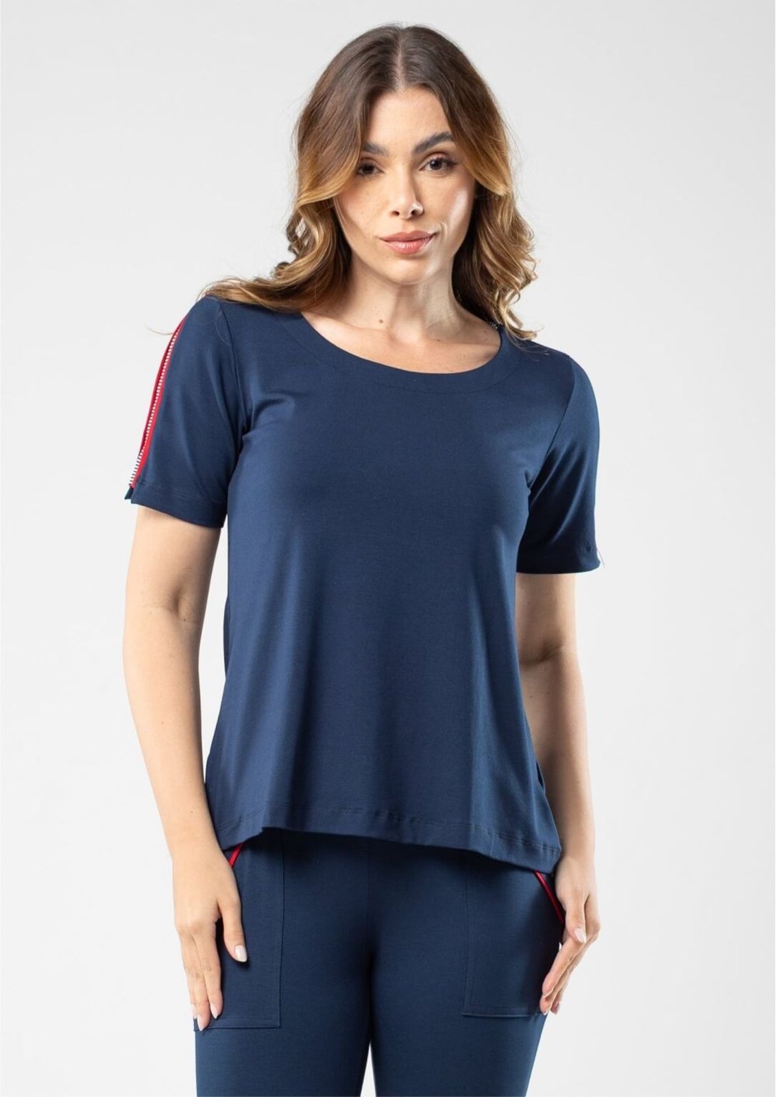 Blusa Manga Pau a Pique Curta Básica Azul Marinho MARINHO – GG Pau a Pique