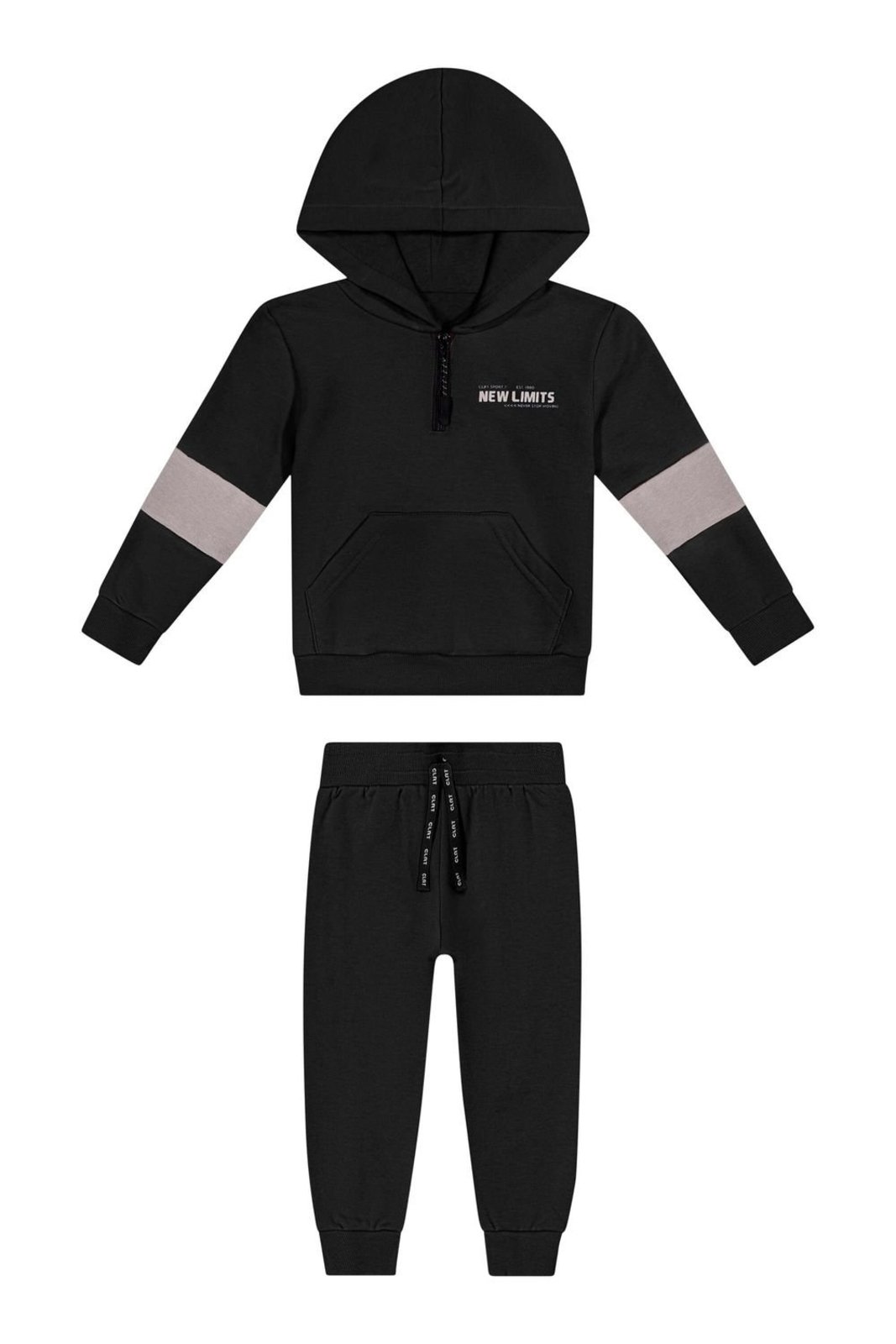 Infantil - Conjunto Menino Gola Com Zíper Colorittá Preto