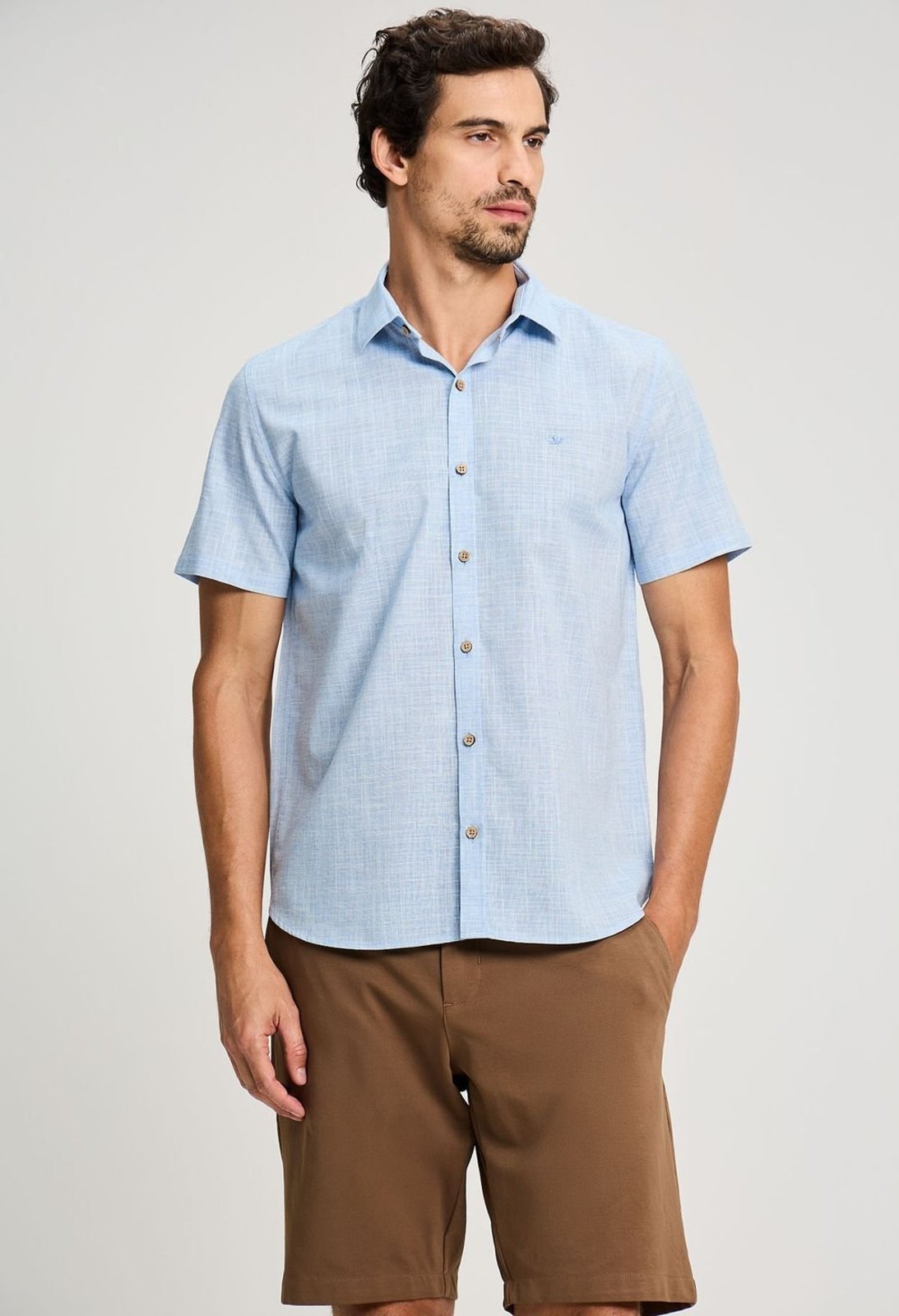 CAMISA DOCTHOS RELAXED FIT MANGA CURTA LISA FLAMÊ CAMISA DOCTHOS RELAXED FIT MANGA CURTA LISA FLAMÊ 012 AZUL P