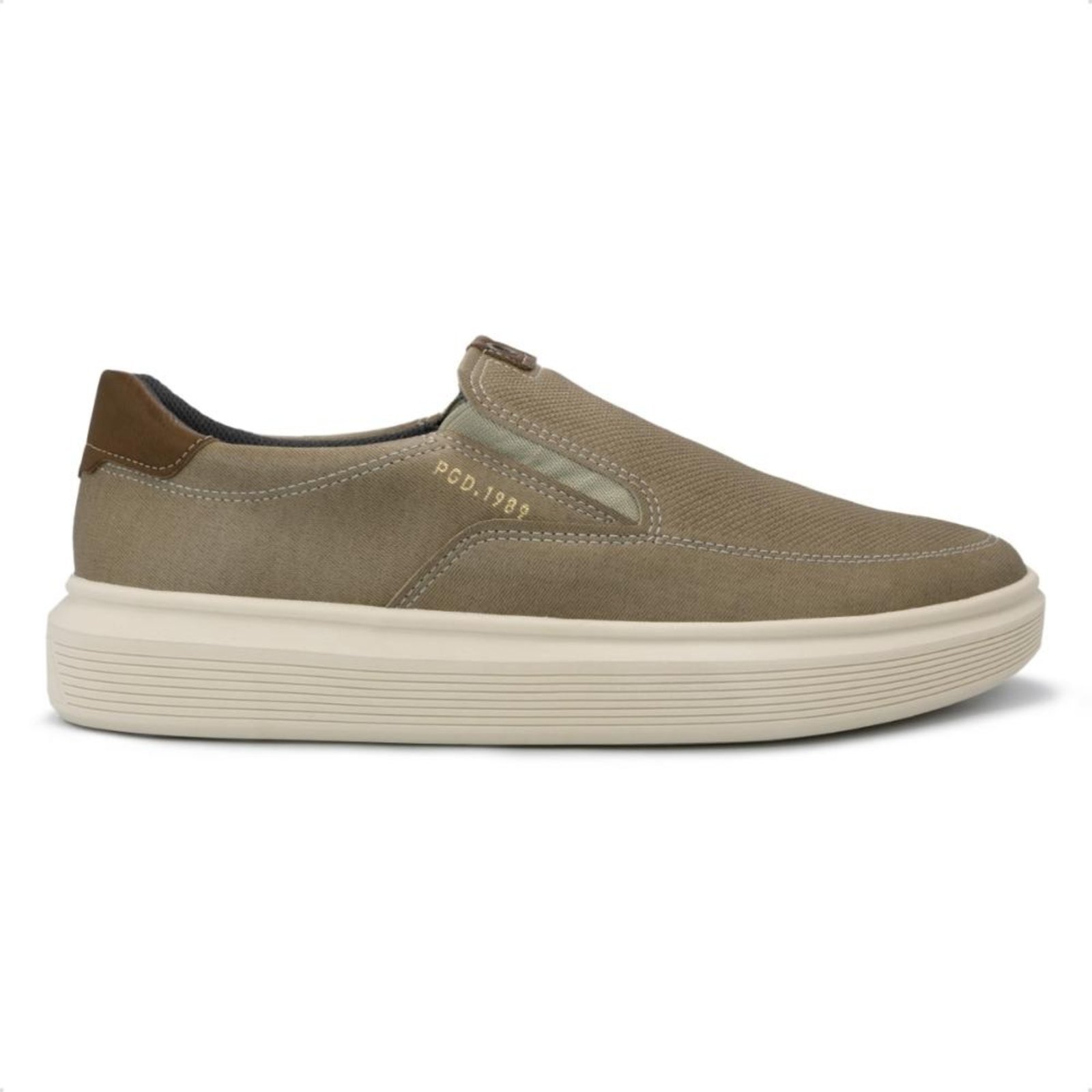 Sapatênis Pegada Masculino em Microfibra Casual 172106 Bege