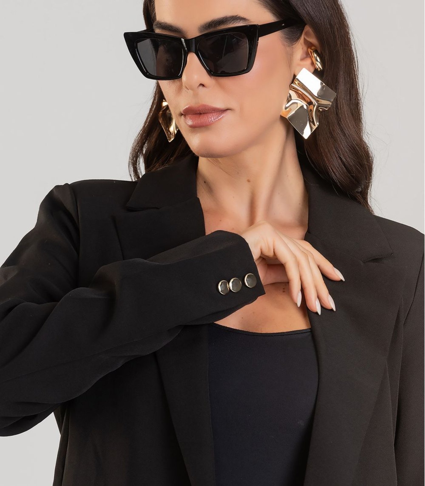 Vista 3 Blazer Oversized Feminino Dianna preto Dianna preto