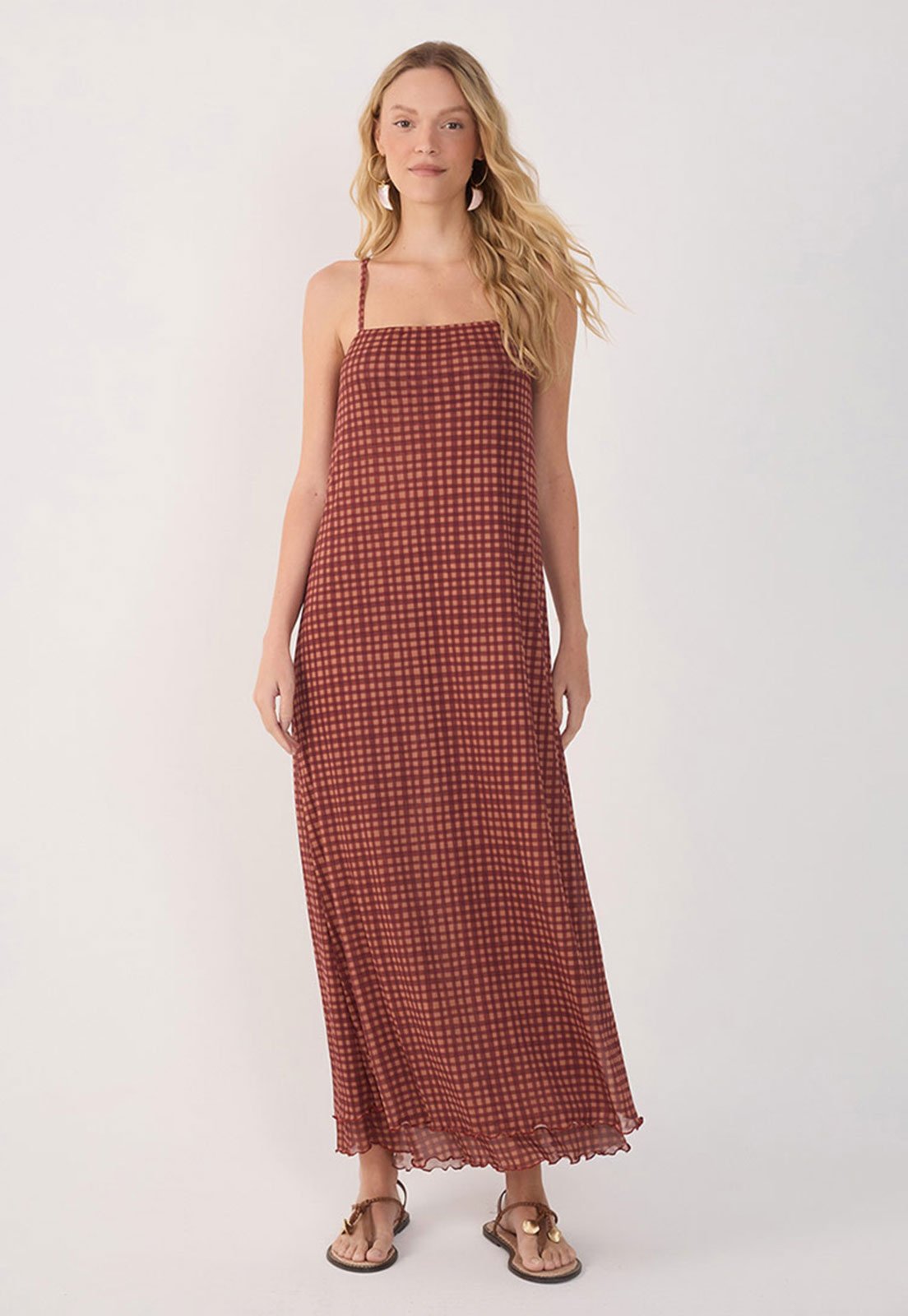 Vestido Dress To Longo Xadrez Vermelho