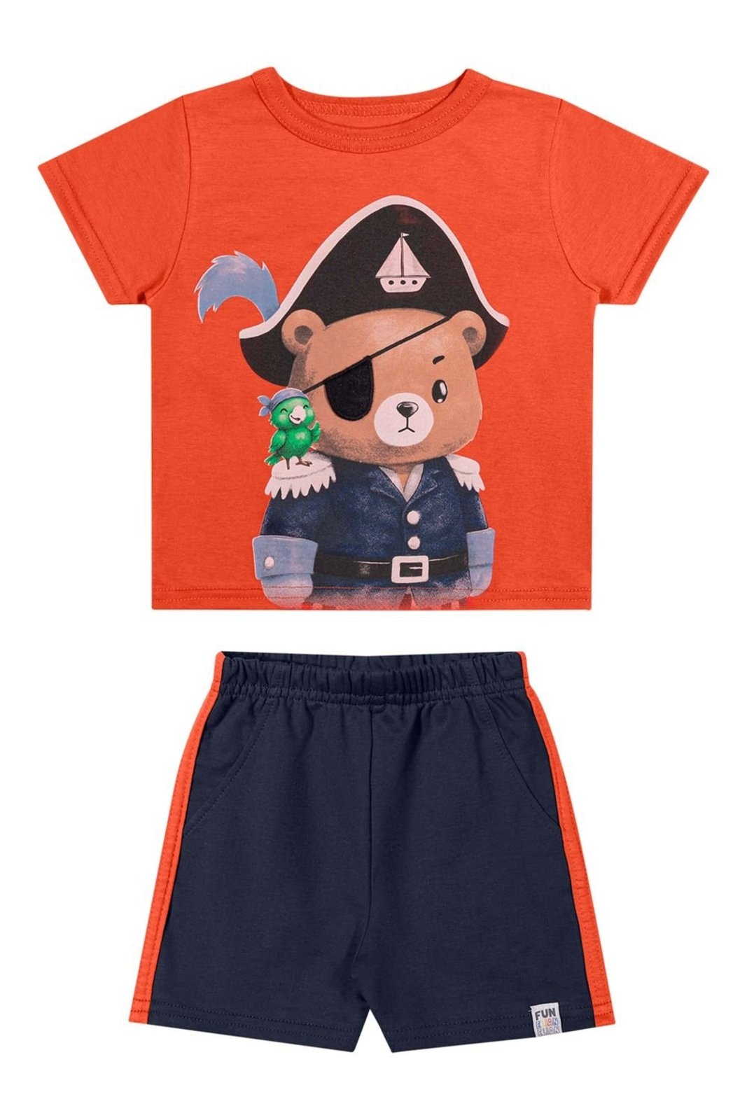 Infantil - Conjunto Menino Urso Pirata Elian Laranja