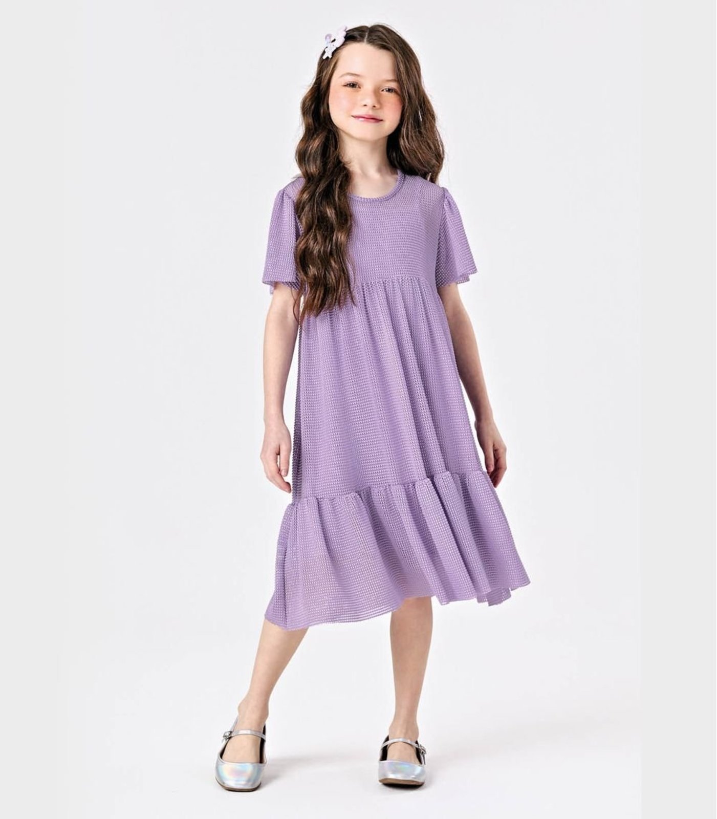 Infantil – Vestido Midi Com Sobreposicao Trick Nick Roxo