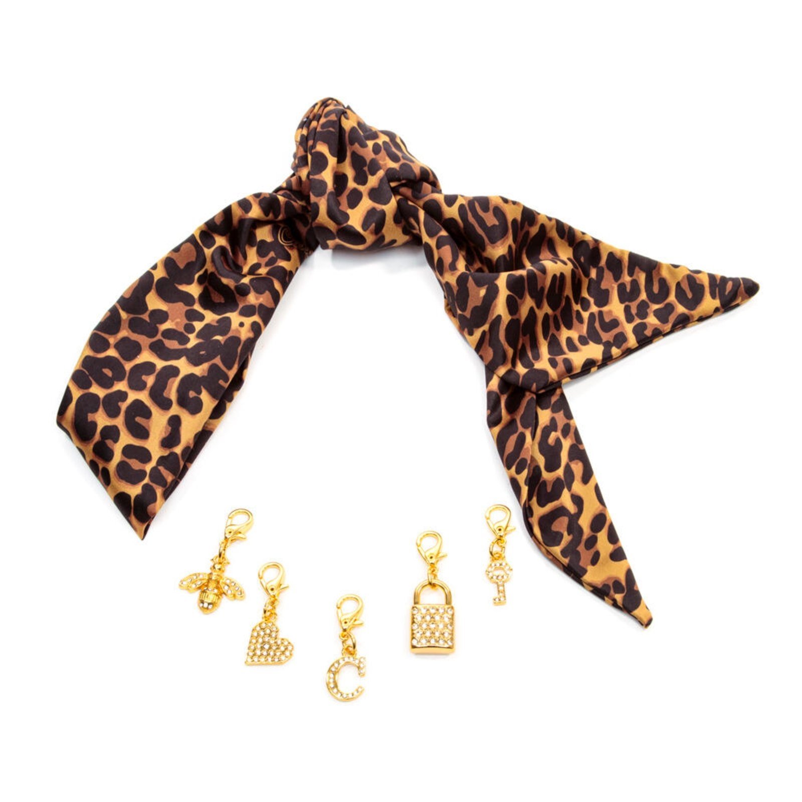 Vista 2 Charms Onça Cecconello Lenço + Pingentes 2666001-4 Cecconello onça claro