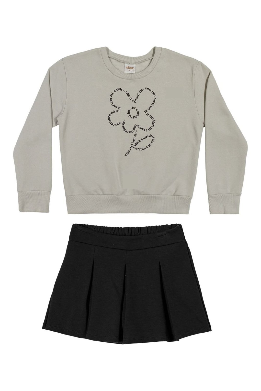 Infantil - Conjunto Menina Moletom Flor Elian Cinza