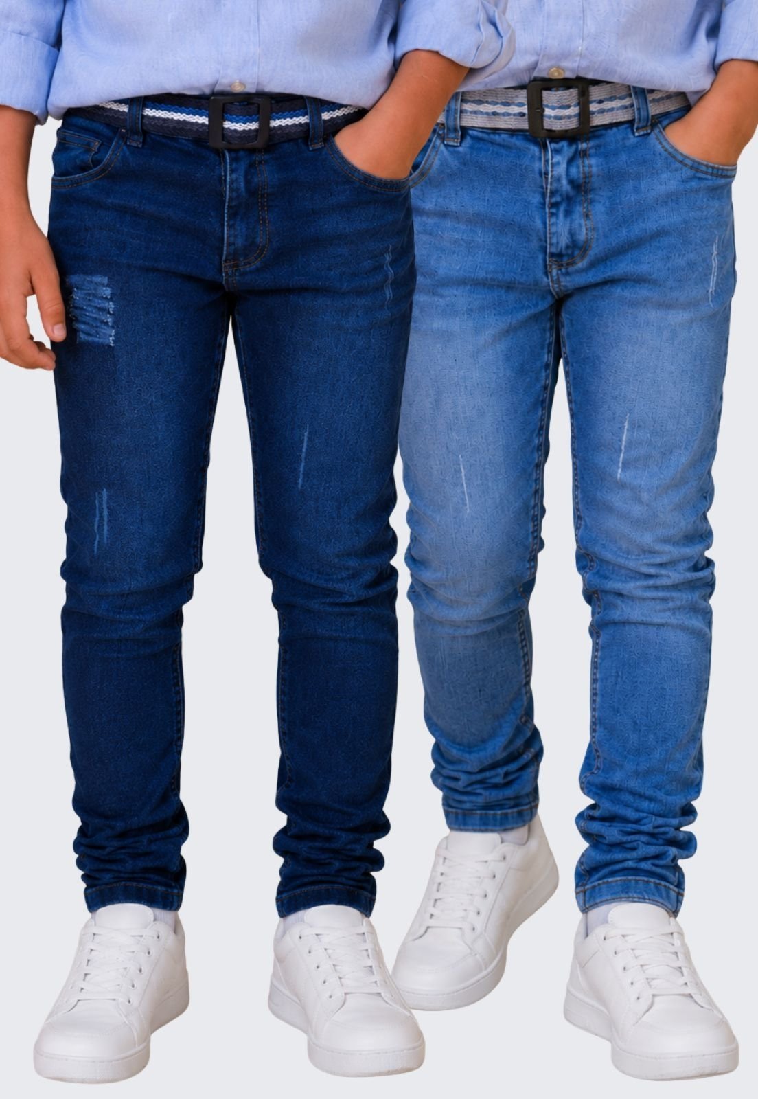 Infantil - Kit 2 Calça Jeans Menino Skinny Sarja Daze Modas Jeans Escuro e Jeans Claro