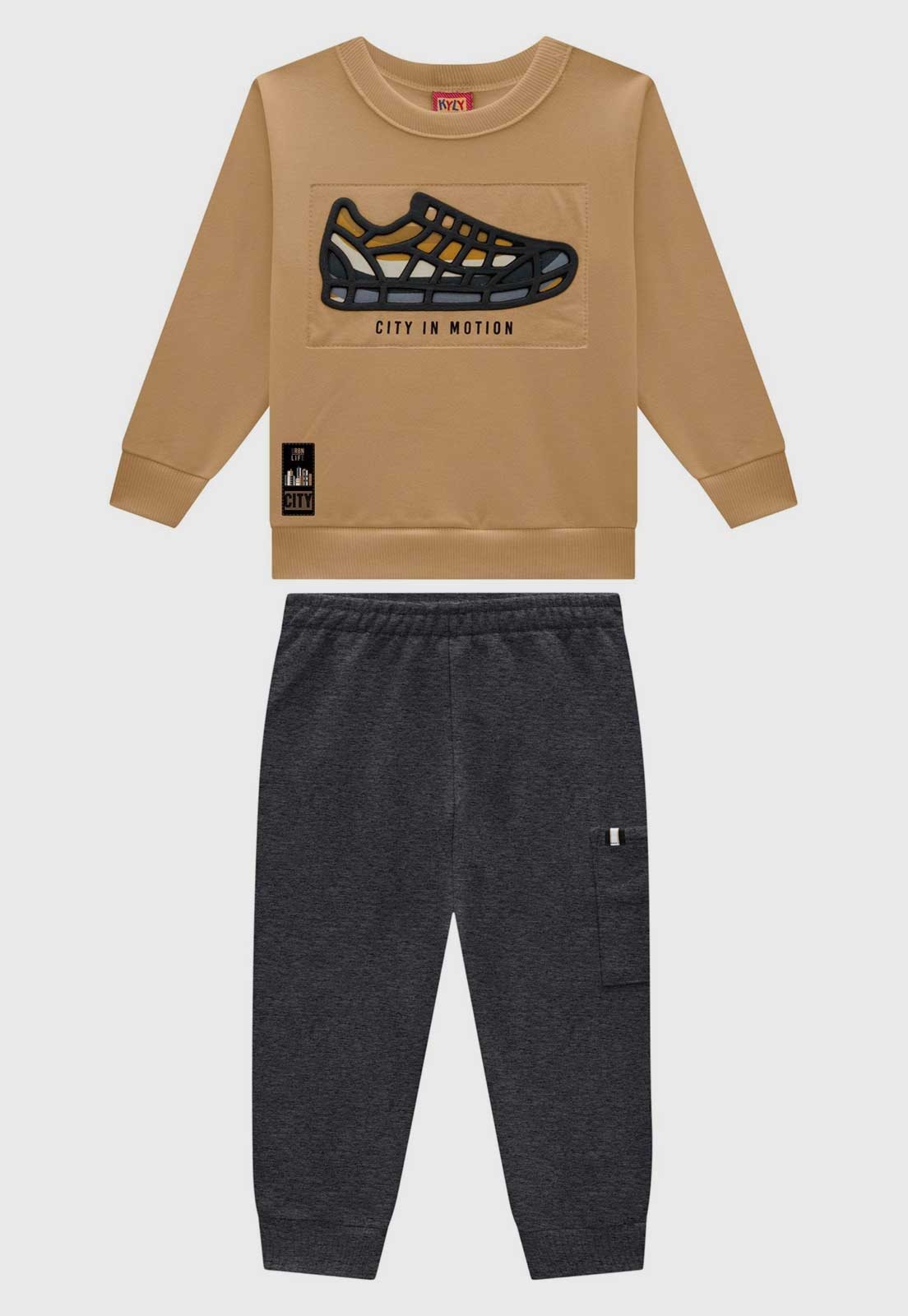 Infantil - Conjunto Kyly Graphic Print Bege
