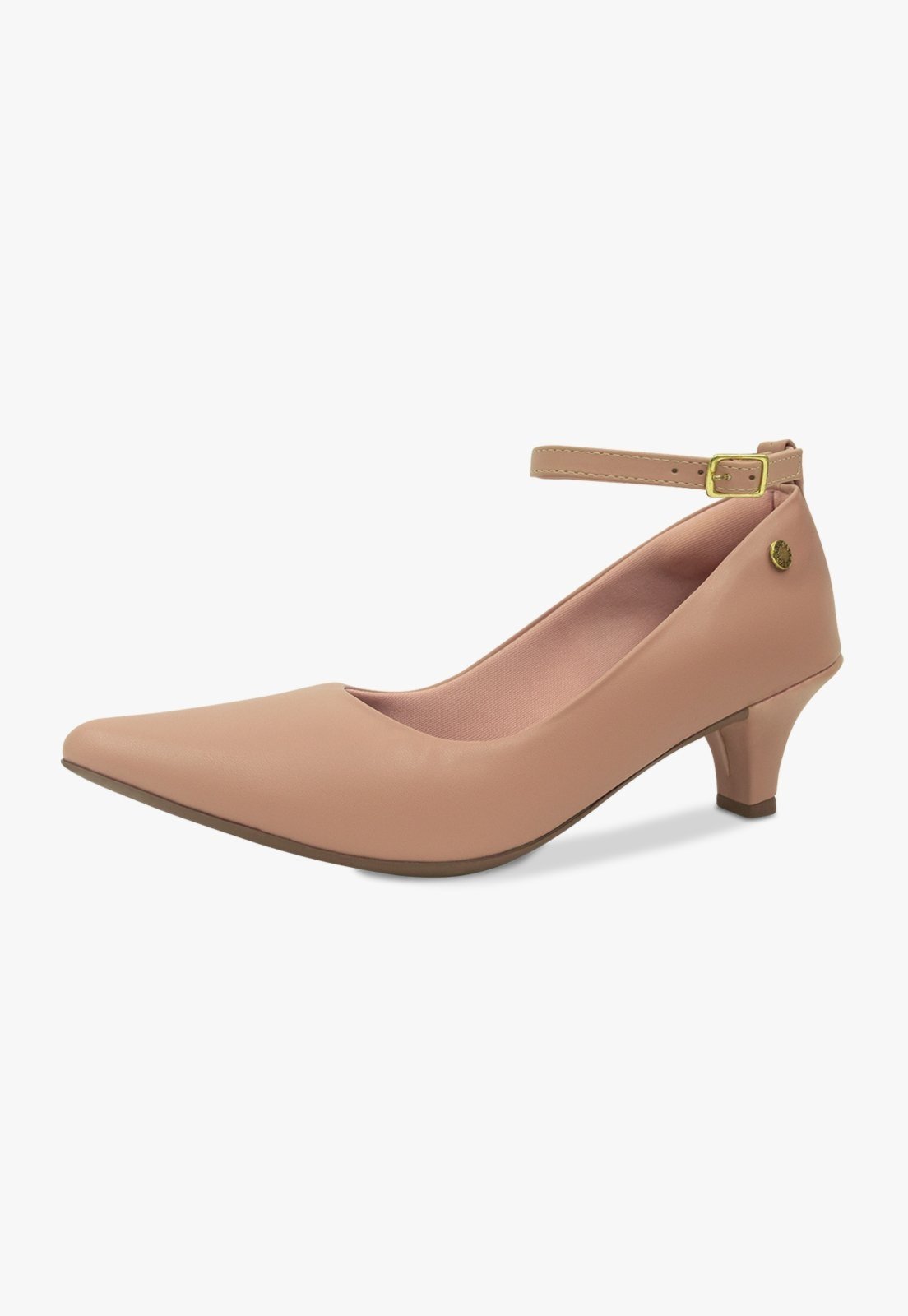 Scarpin Feminino Takata Salto Baixo Fino Boneca Pulseira Fivela Nude