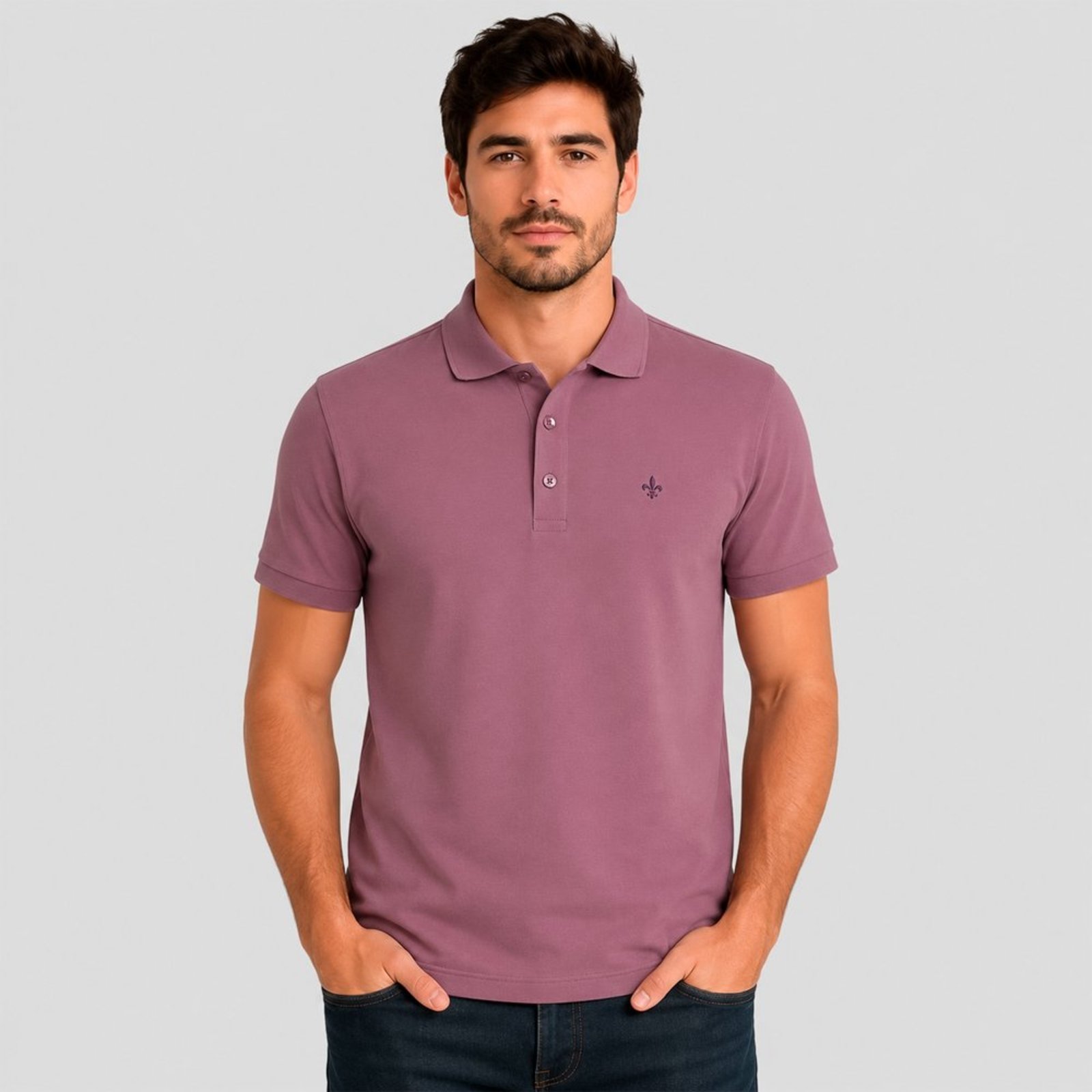 Camisa Polo Dudalina Essential Pr27 Rosa Masculino