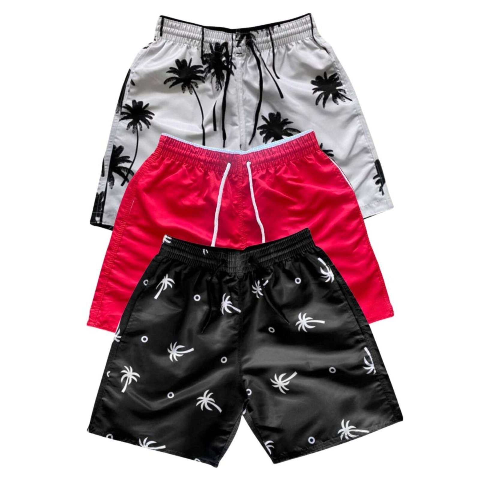 Kit 3 Bermudas Tactel Moda Praia Masculina Com Bolsos21