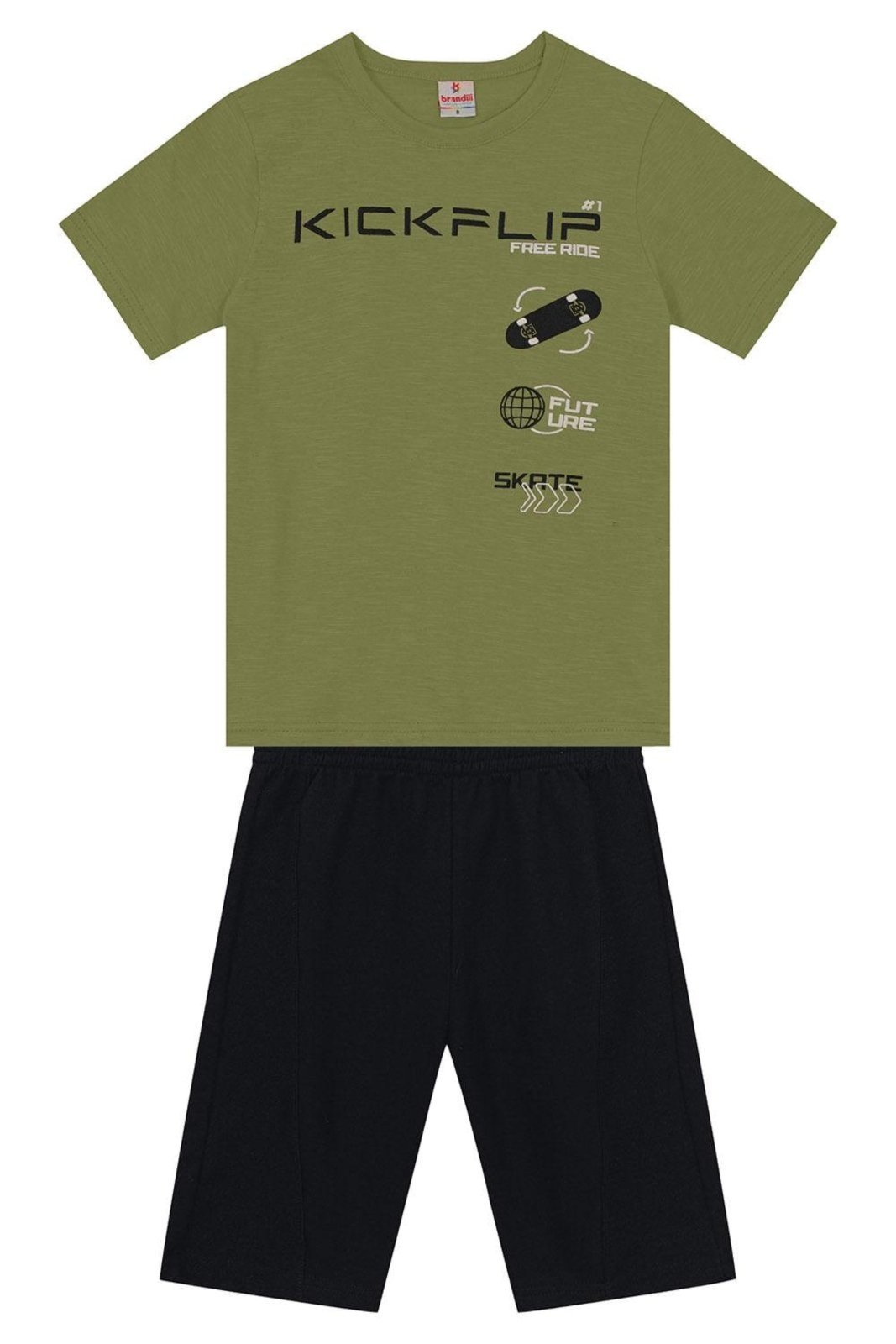 Infantil - Conjunto menino skate Brandili Verde