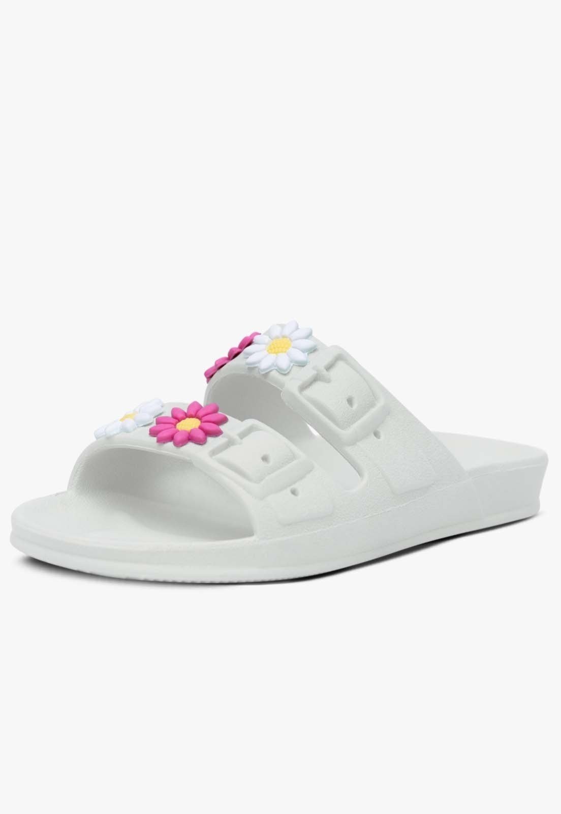 Infantil – Chinelo Papete Feminina Popidi Menina Florzinhas Branca