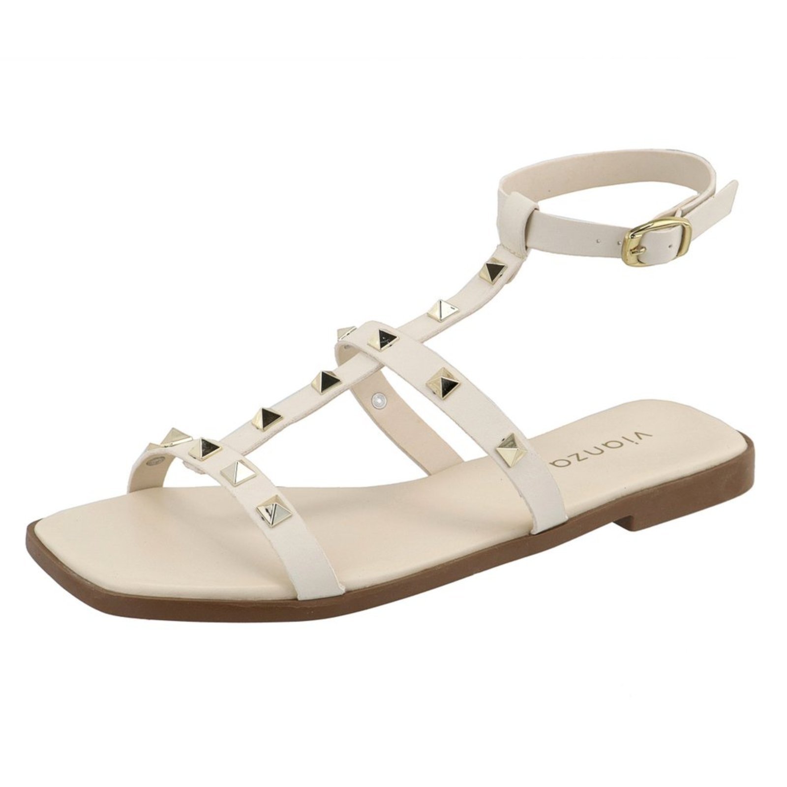 Rasteira Sandália Papete Vianza Gladiadora Pirâmide Vianza Off White