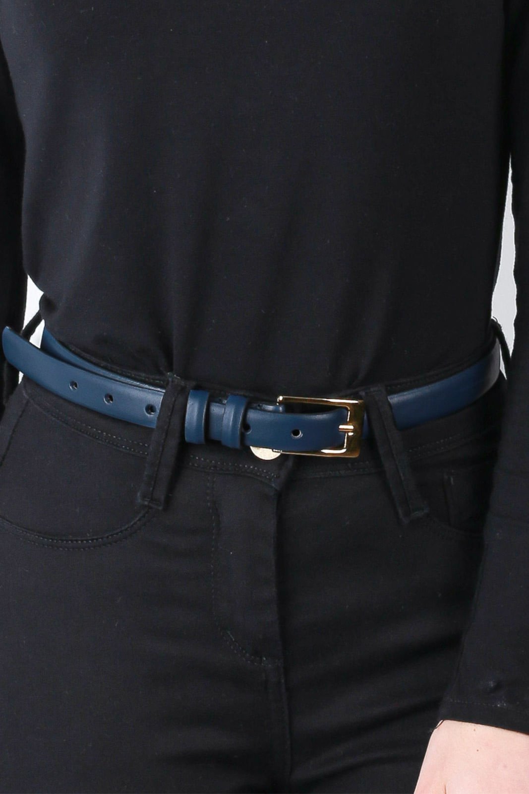 Cinto feminino de couro Ellen – Azul