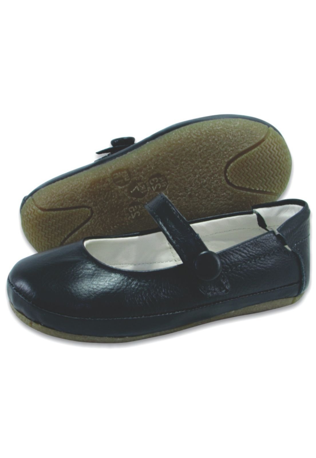 Vista 3 Infantil - Sapatilha Boneca Menina Kimey Sapato De Festa Preta Couro preto Kimey preto