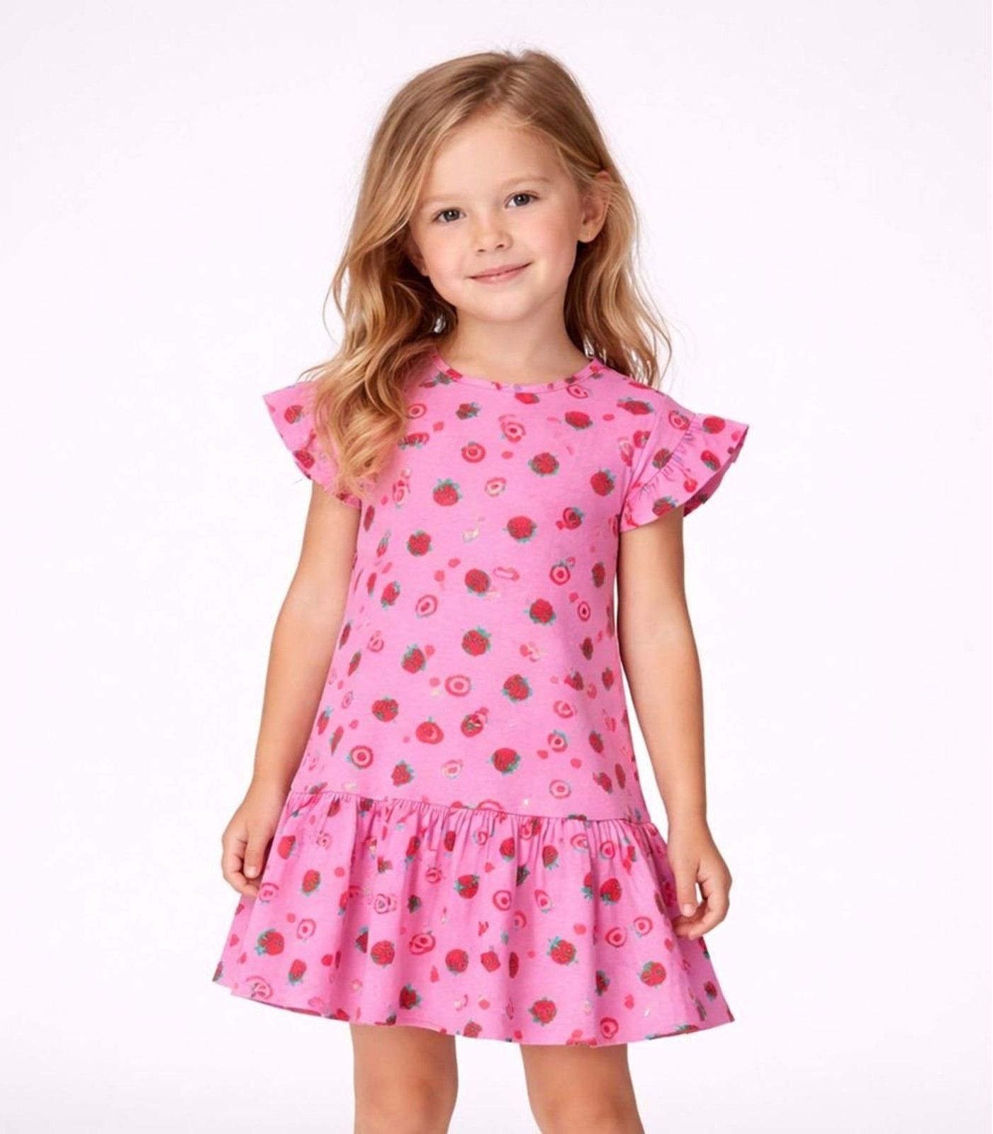 Infantil - Vestido Estampado E Franzidos Select Vermelho