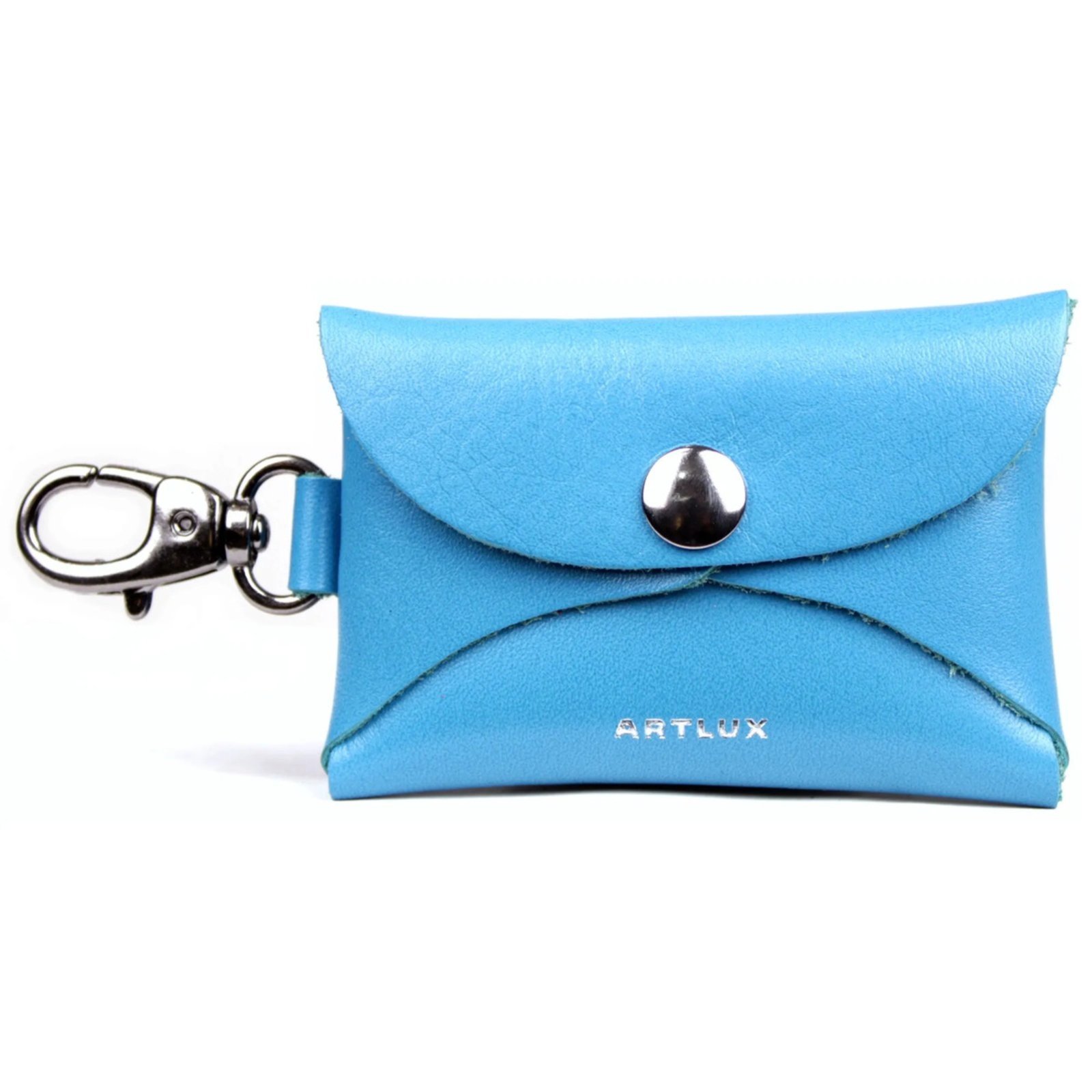 Chaveiro Charm Bag Porta Moedas Notas e Cartões em Couro Artlux 516 Azul Céu