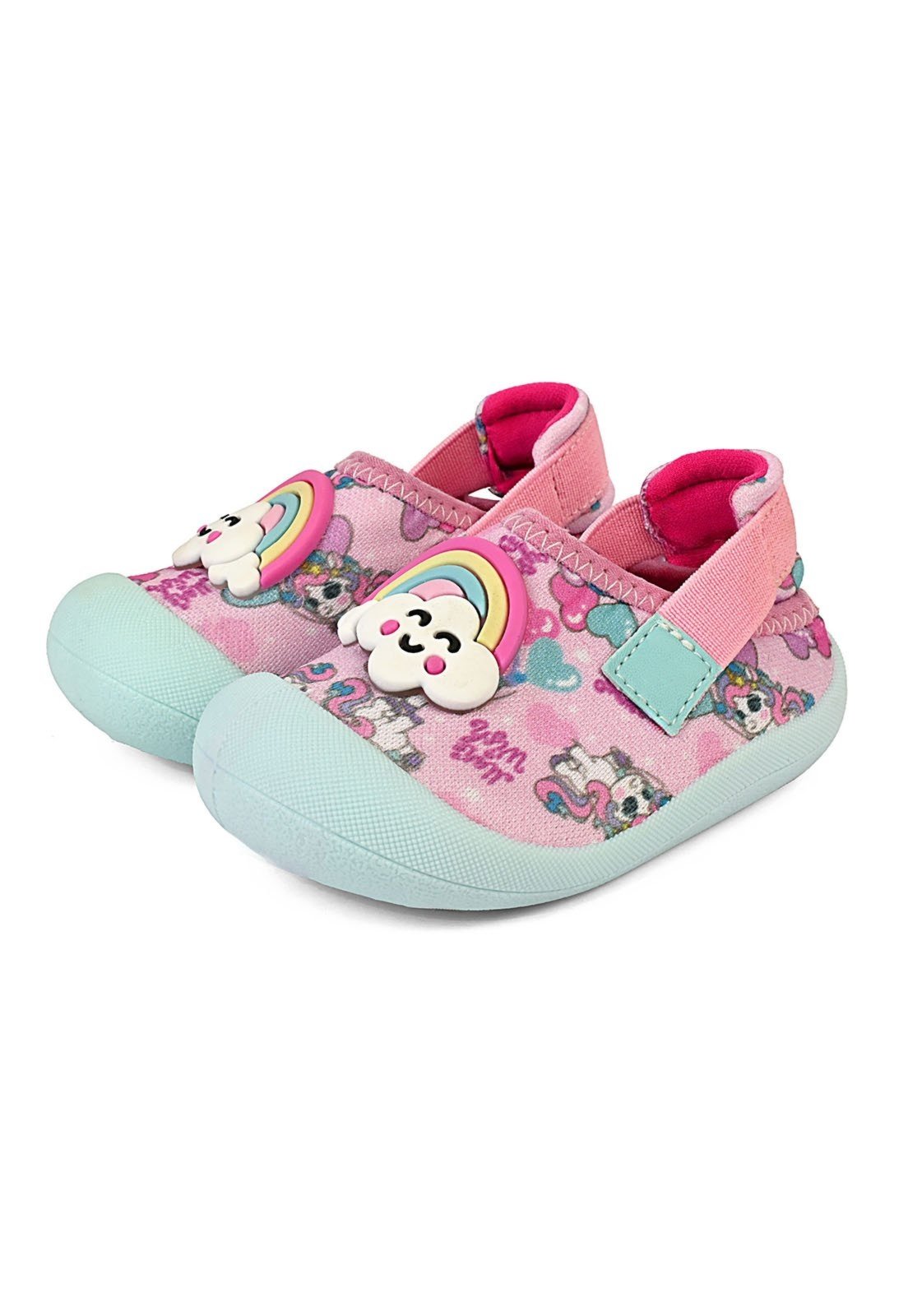 Vista 2 Infantil - Sapatinho Babuche Conforto Slip On Menina Verão Rosa Nuvem Mzkid azul/rosa azul Mzkid azul/rosa azul