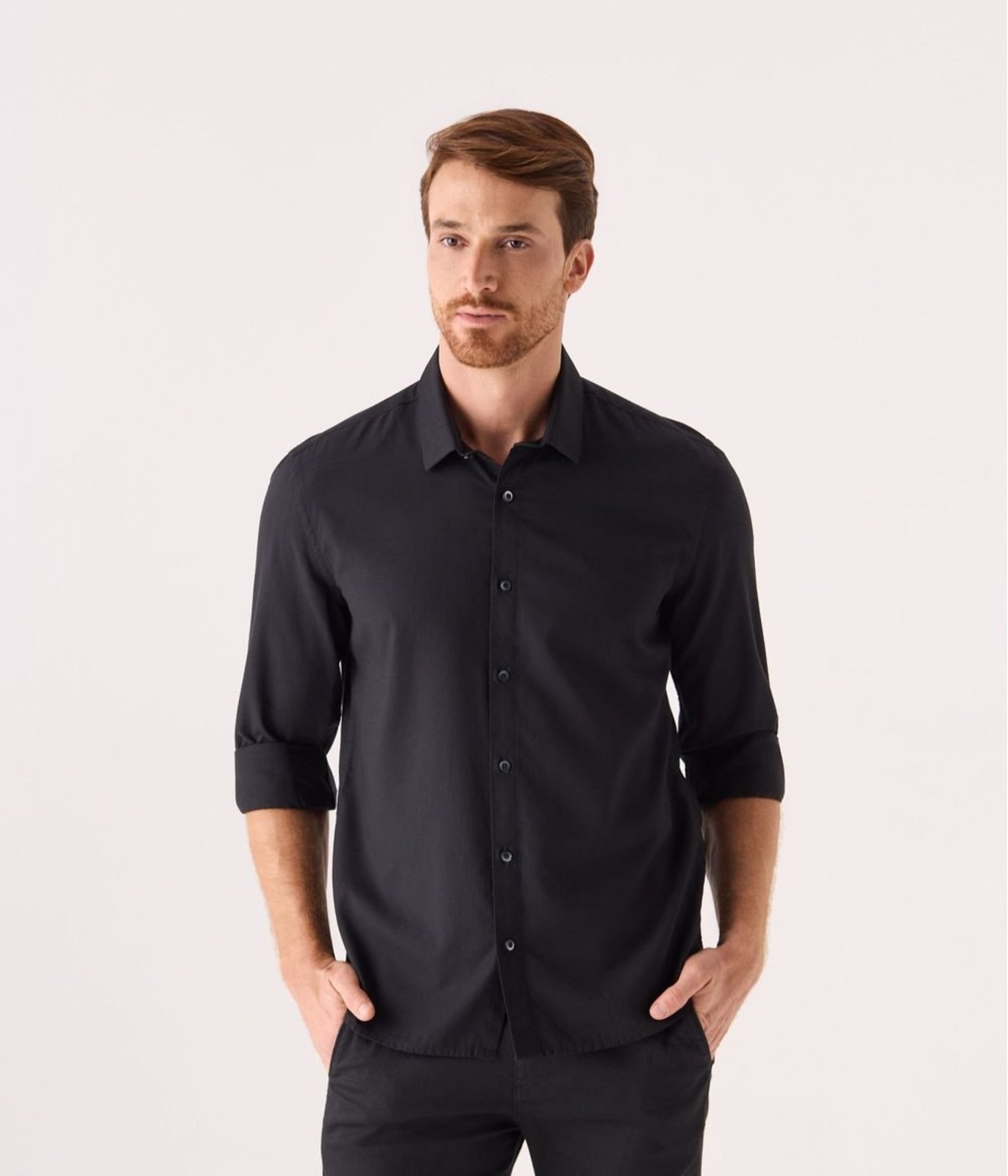 Camisa Makenji Casual Lisa Masculina Preta