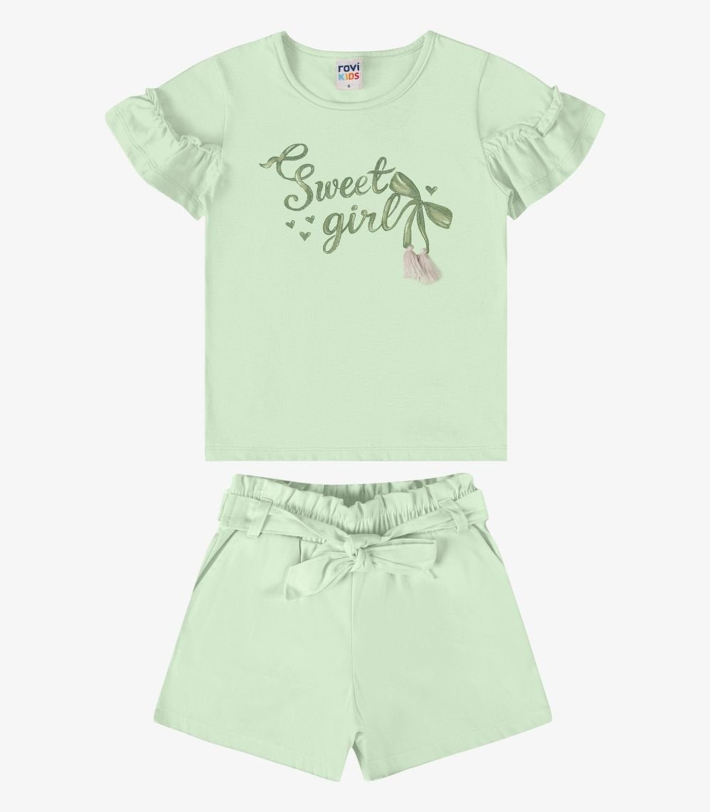 Infantil - Conjunto Verão Menina Com Bolso Rovi Verde