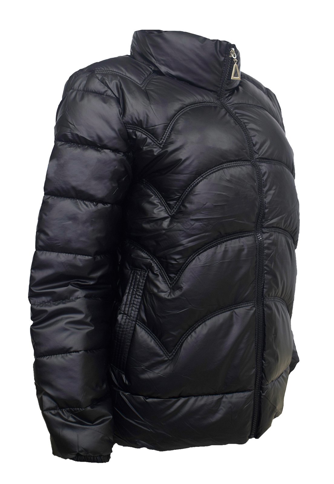 Jaqueta Puffer Feminina Metalizada Impermeável Preto