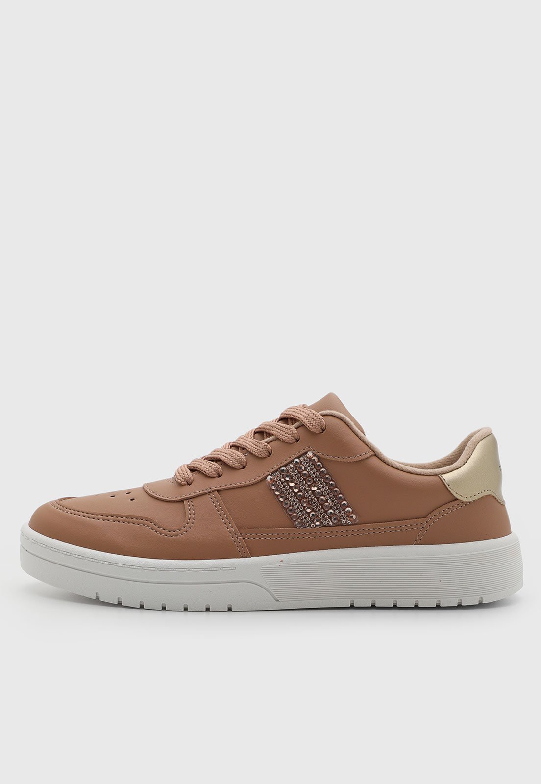 Tênis Feminino Moleca Detalhe Brilhante Nude