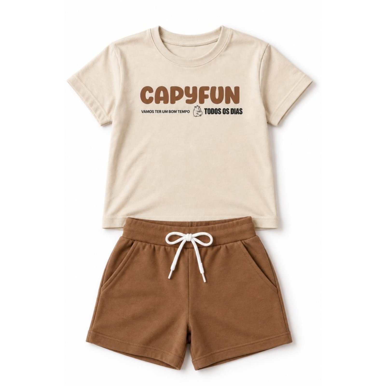 Infantil - Conjunto Menina Blusa Meia Malha Bermuda Moletinho
