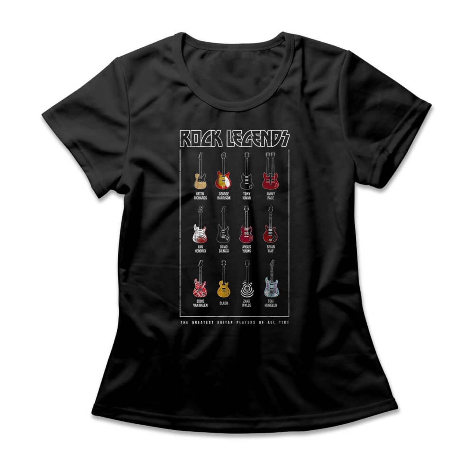 Camiseta Feminina Greatest Guitar Players – Preto – Casual – Studio Geek